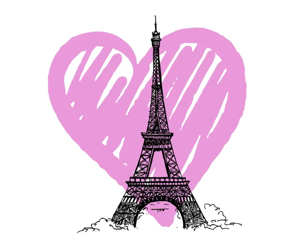 Eiffeltoren Hand Getekende Illustraties — Stockvector