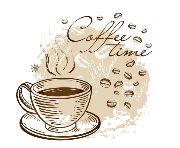 Koffie Tijd Hand Getekend Illustraties — Stockvector