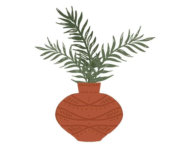 Home Decor Met Planten Met Hand Getekend Illustratie — Stockvector