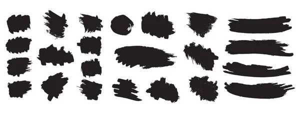 Set Pintura Negra Pinceladas Tinta — Vector de stock