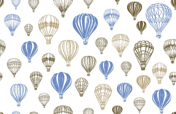 Heißluftballons Fliegen Handgezeichnete Illustration — Stockvektor