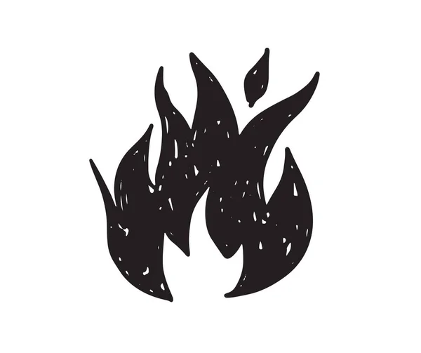 Σετ Φωτιάς Ζωγραφισμένη Στο Χέρι Φλόγα Κάψιμο — Διανυσματικό Αρχείο