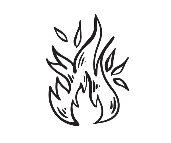 Bonfire Set Met Hand Getekend Illustratie Vlam Branden — Stockvector
