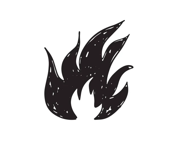 Набір Вогню Намальована Рука Ілюстрація Полум Горіння — стоковий вектор