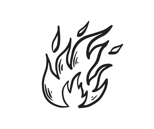 Ensemble Feu Joie Illustration Dessinée Main Flamme Combustion — Image vectorielle