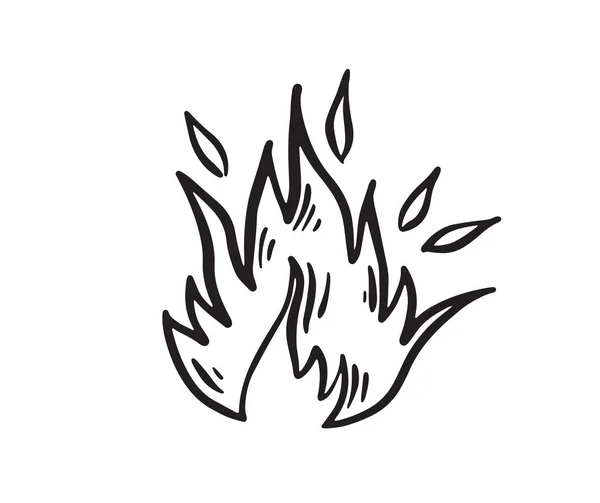 Bonfire Set Hand Drawn Illustration Flame Burning — Stock Vector