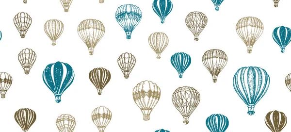 Latające Balony Gorącym Powietrzem Ręcznie Rysowane Ilustracje — Wektor stockowy