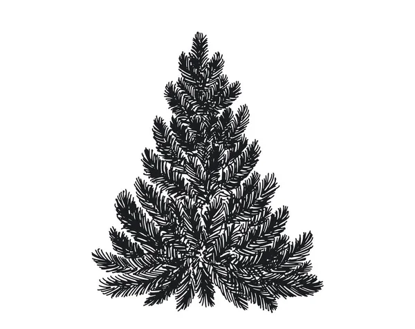 Χριστουγεννιάτικο Δέντρο Χέρι Ζωγραφισμένα Εικόνα — Διανυσματικό Αρχείο