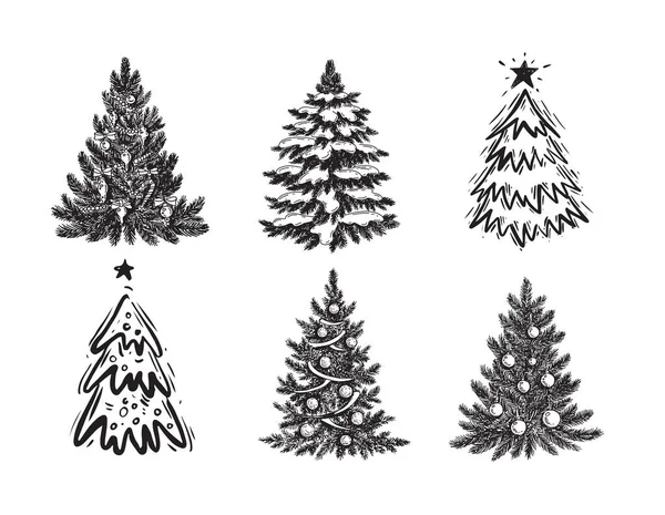 Árvore Natal Mão Ilustração Desenhada —  Vetores de Stock