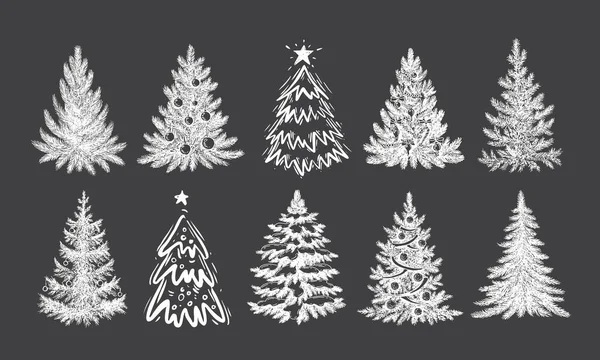 Arbre Noël Illustration Dessinée Main — Image vectorielle