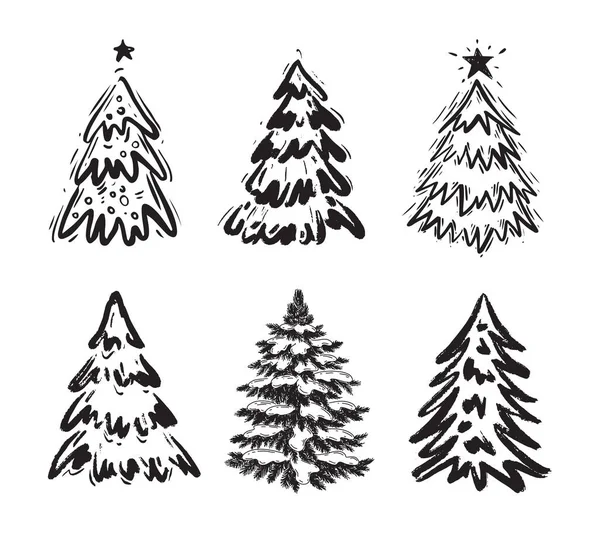 Árvore Natal Mão Ilustração Desenhada —  Vetores de Stock