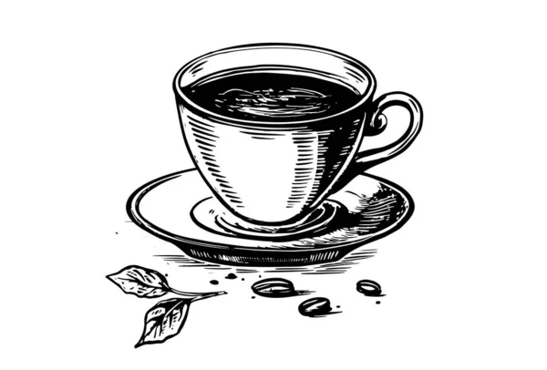 Csésze Kávé Kézzel Rajzolt — Stock Vector