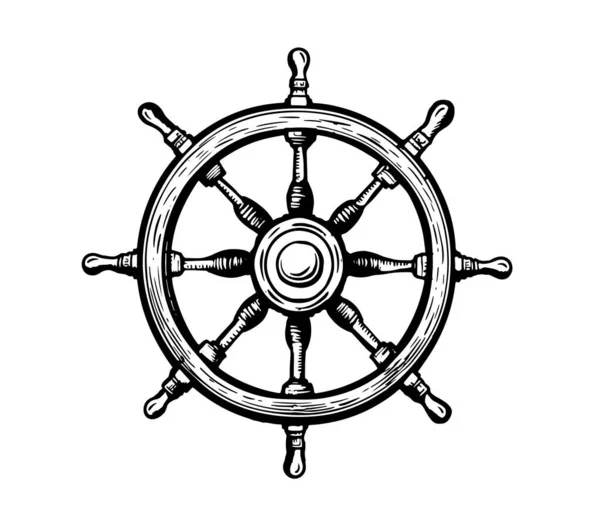 Ship Wheel Hand Drawn Vector Illustration — Stock Vector