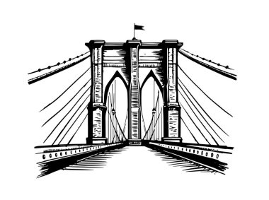 Köprü New York el çizimi, vektör.