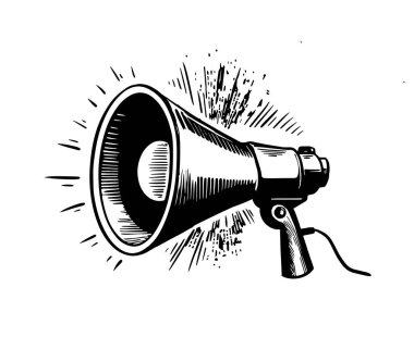 Megafon el çizimleri, vektör.