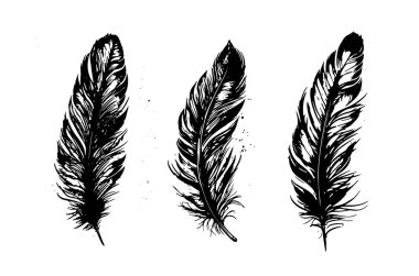 Tüy El çizildi, çizgi beyaz arkaplanda siyah çiziliyor