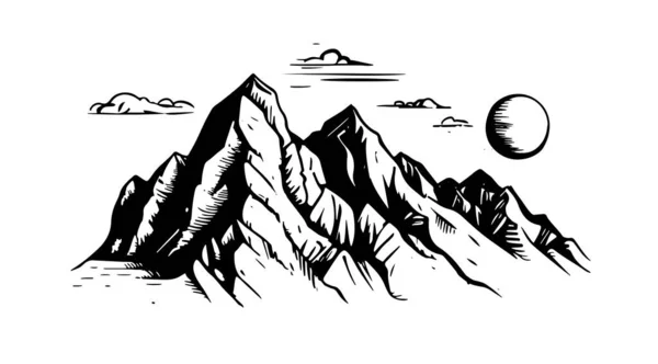 Felsige Berge Handgezeichneter Stil Vektorillustration — Stockvektor