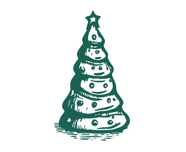 Χριστουγεννιάτικο Δέντρο Σετ Ζωγραφισμένα Στο Χέρι Εικόνες — Διανυσματικό Αρχείο
