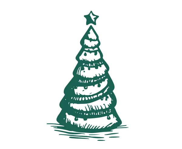 Vánoční Stromeček Set Ručně Kreslené Ilustrace — Stockový vektor