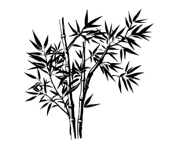 竹の木 手のスタイルを描いた ベクトル — ストックベクタ
