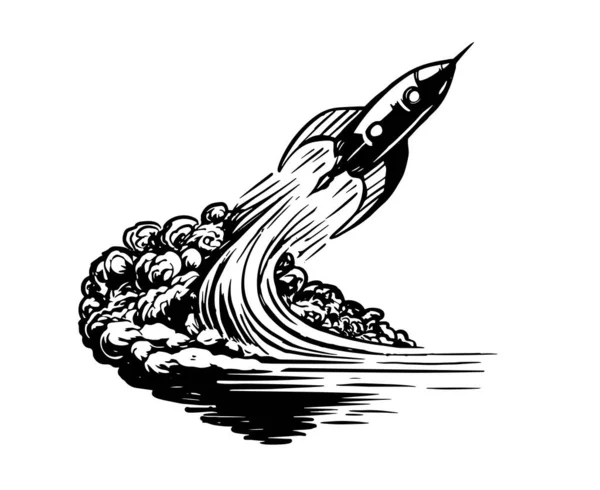Rocket Hand Drawn Illustration Vector — Stock Vector