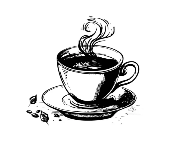 Fincan Kahve Elle Çizilmiş — Stok Vektör