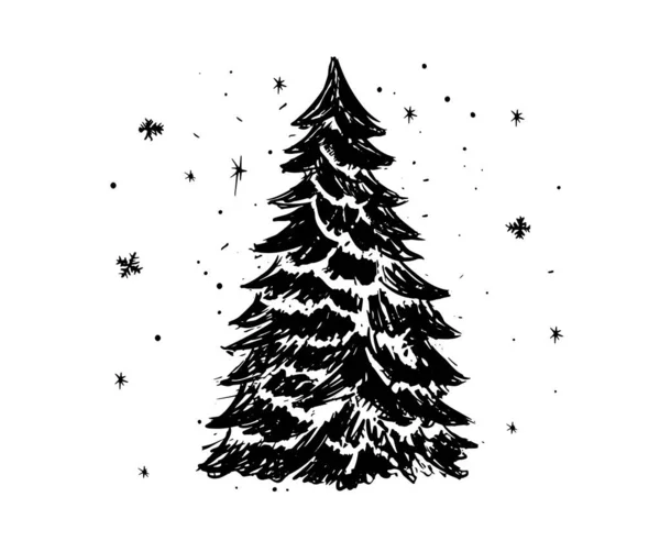 Χριστουγεννιάτικο Δέντρο Σετ Ζωγραφισμένα Στο Χέρι Εικόνες — Διανυσματικό Αρχείο