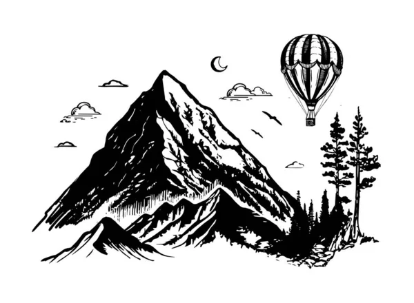 Αερόστατο Ζωγραφισμένες Στο Χέρι Απεικονίσεις Διάνυσμα — Διανυσματικό Αρχείο