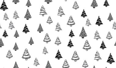 Yılbaşı ağacı çizimleri. Vektör.