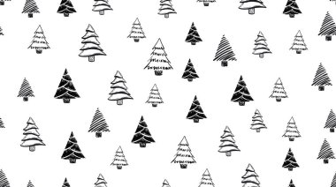 Yılbaşı ağacı çizimleri. Vektör.