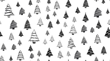 Yılbaşı ağacı çizimleri. Vektör.