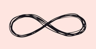 Sonsuzluk elle çizilmiş, vektör illüstrasyonu.
