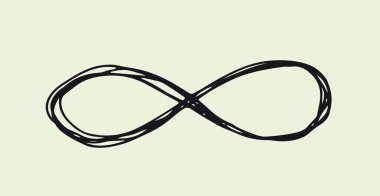 Sonsuzluk elle çizilmiş, vektör illüstrasyonu.