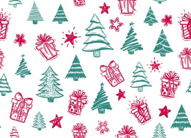 Yılbaşı ağacı çizimleri. Vektör