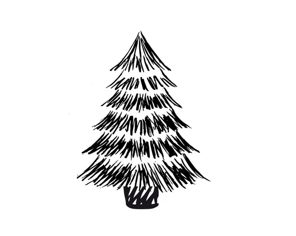 Set Christmas Trees Hand Drawn Vector Illustration — Stock vektor