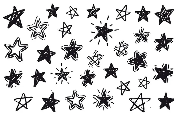 stock vector Star set, hand drawn illustrations.