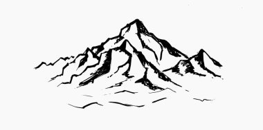 Mountain landscape, hand drawn illustration clipart