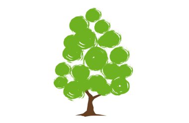 Yeşil ağaç kümesi, vektör illüstrasyonu.