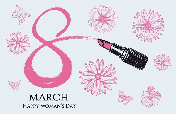 March Womans Day Hand Drawn Style Vector Illustrations — Stock Vector