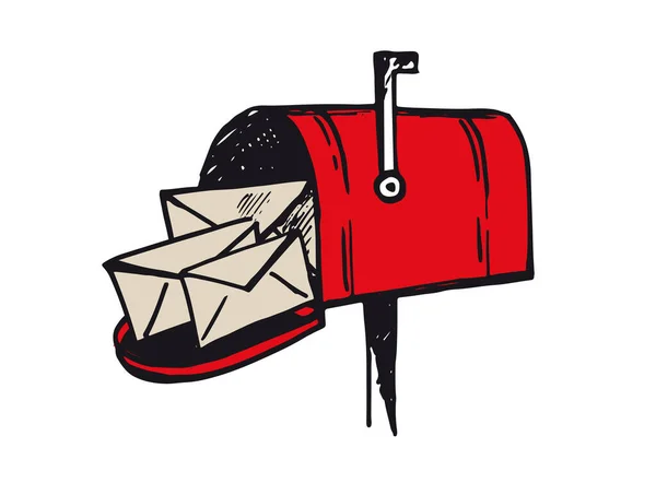 Mailbox Hand Draw Illustration Vector — Stock Vector
