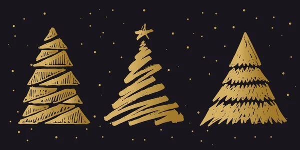 Boże Narodzenie Drzewo Ręcznie Rysowane Ilustracje Wektor — Wektor stockowy