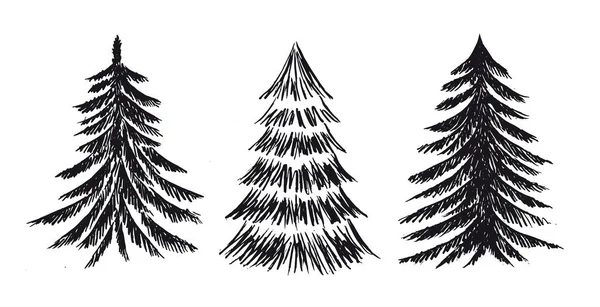Arbre Noël Illustrations Dessinées Main Vecteur — Image vectorielle