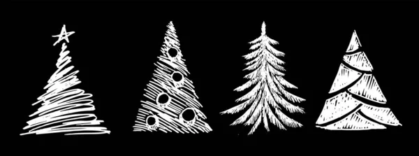 Arbre Noël Illustrations Dessinées Main Vecteur — Image vectorielle