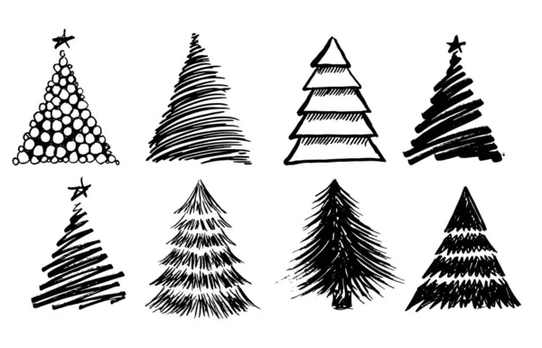 Árbol Navidad Ilustraciones Dibujadas Mano Vector — Archivo Imágenes Vectoriales