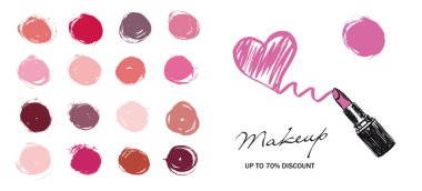 Makeup set. Lipstick hand drawn illustration. clipart