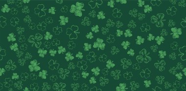 Patrick günün kutlu olsun. Yonca hazır. El çizimi illüstrasyon.