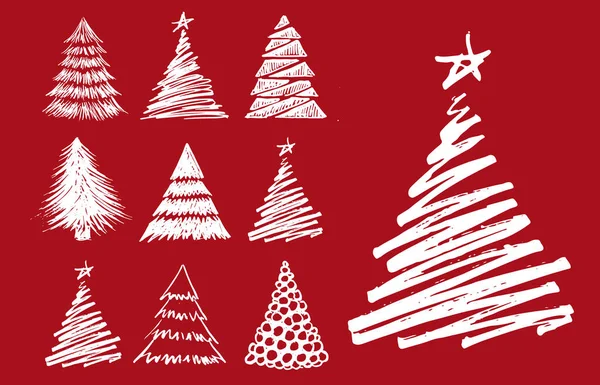 Різдвяна Ялинка Намальовані Ілюстрації Векторні — стоковий вектор