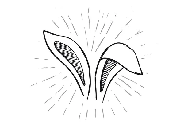 Pár Králičích Uší Ručně Kreslená Ilustrace — Stockový vektor
