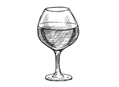 Şarap kadehleri vektör çizimi. El çizimi etiket tasarımı ögeleri.
