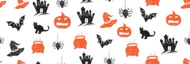 Cadılar Bayramı sembolleri elle çizilmiş çizimler